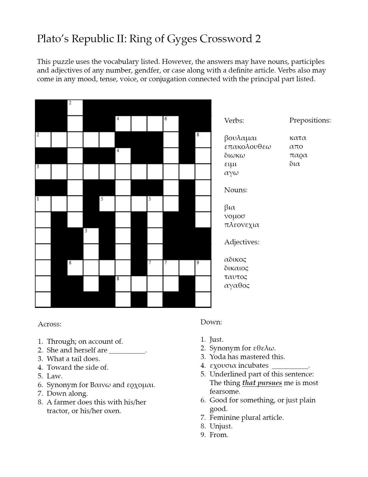 crossword puzzle